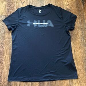 This is a black underarmour athletic shirt